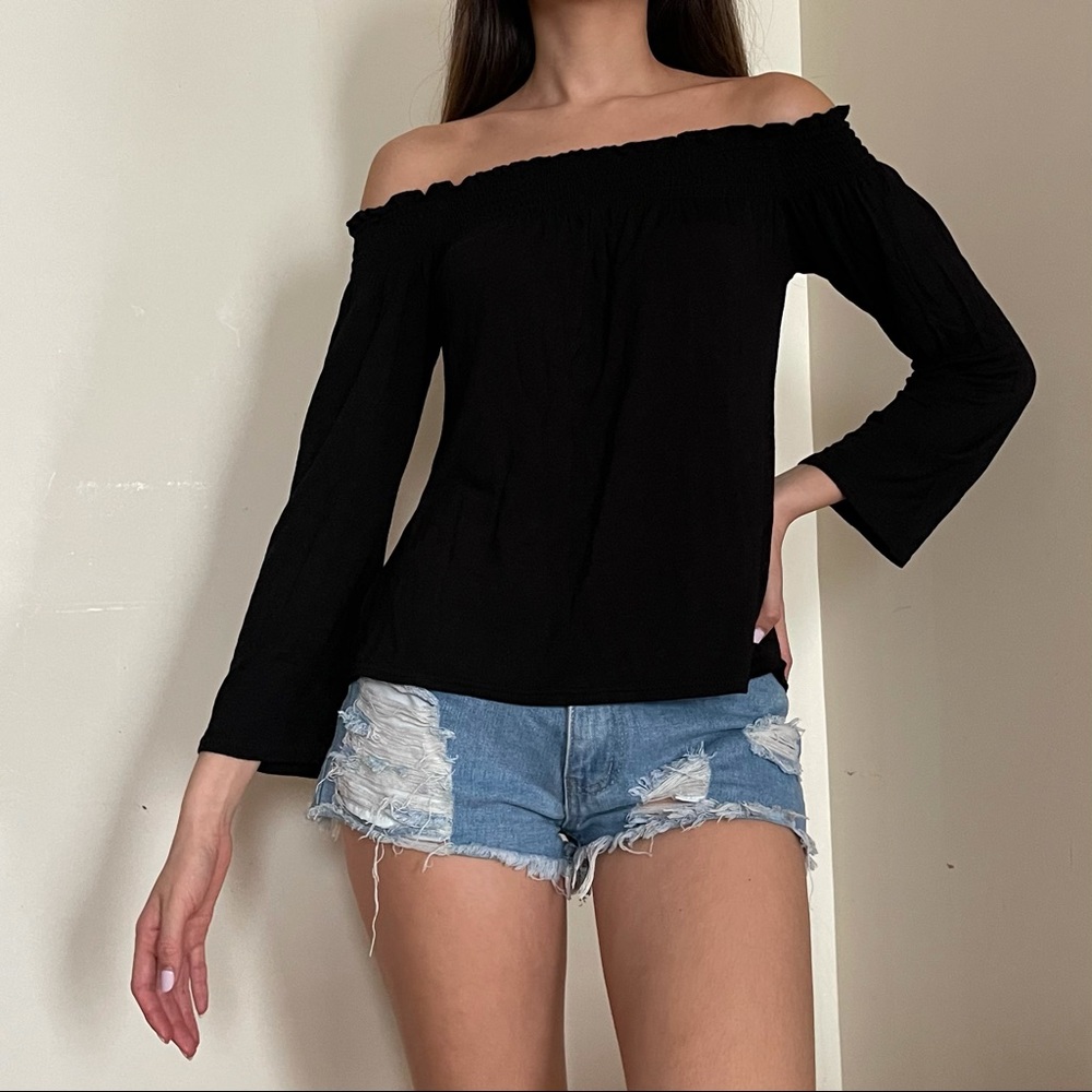 Black Off-the-Shoulder Top from boohoo